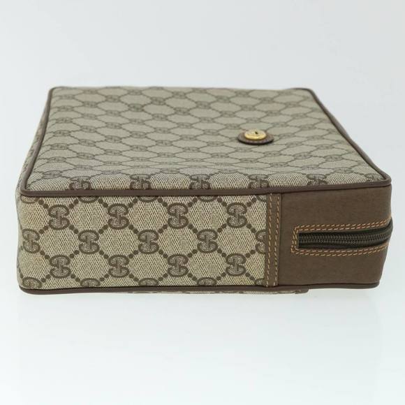 GUCCI GG Canvas Clutch Bag PVC Leather Beige 156.01.053 Auth yk8651 - Picture 3 of 16